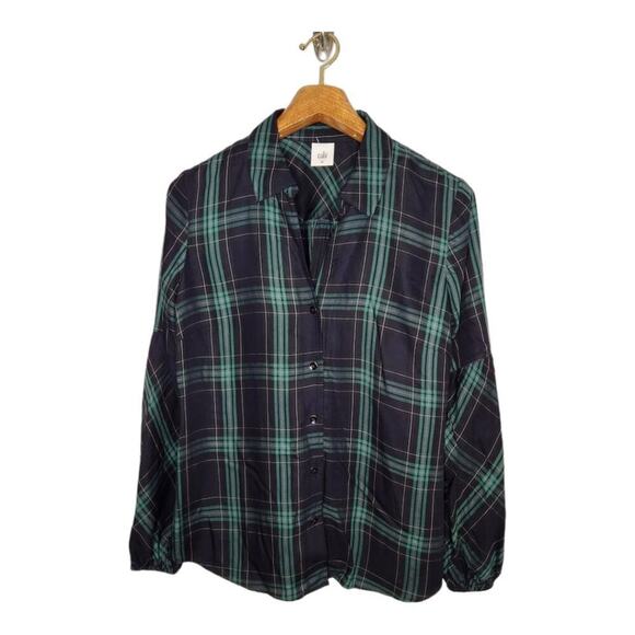 CAbi Size Medium Big Sur Plaid Button Down Top Style #3769 - Picture 2 of 11